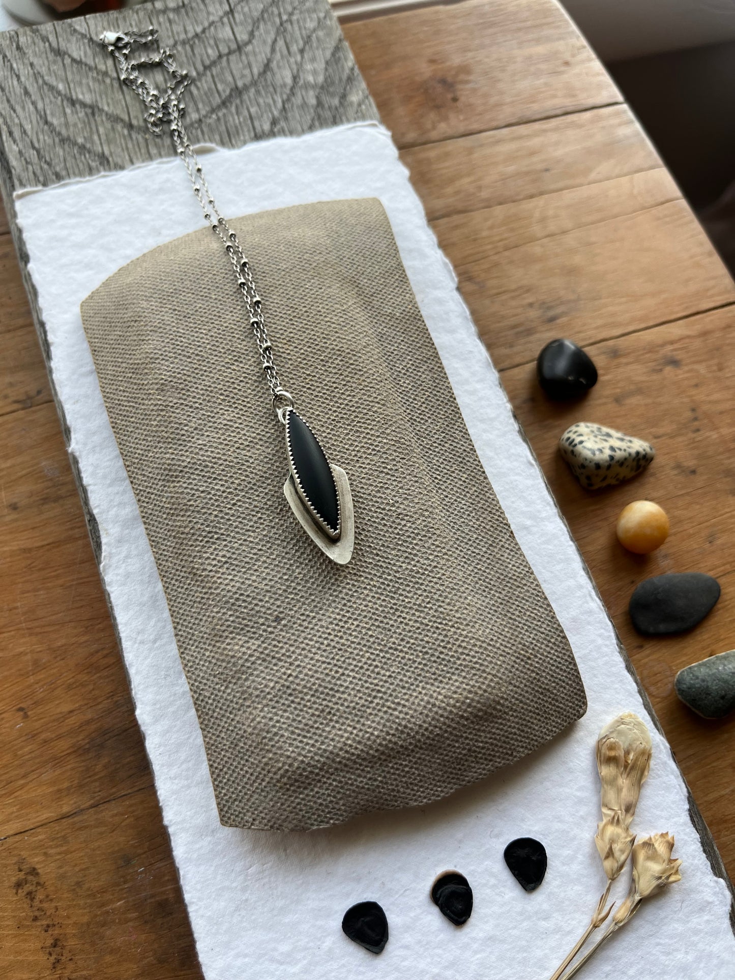 Black Onyx Shield Necklace