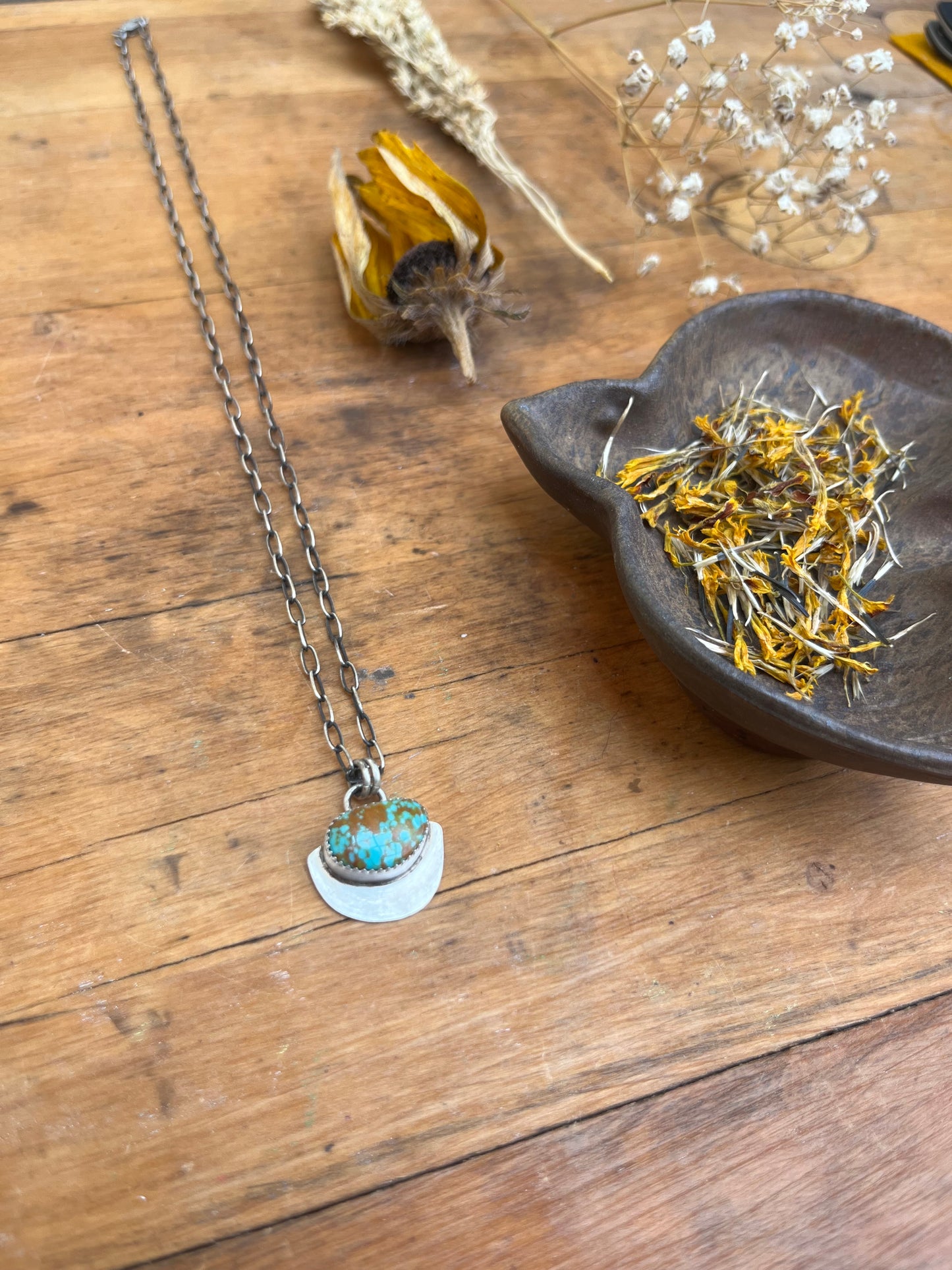 Kingman Turquoise Fan Necklace