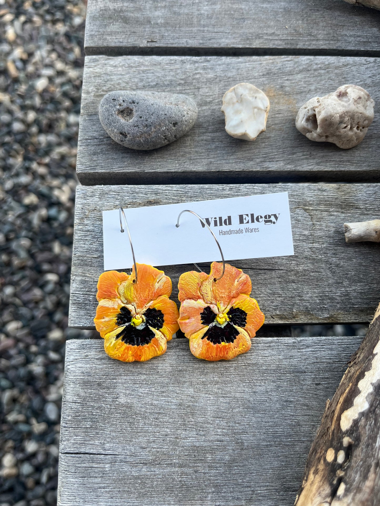 Orange Pansy Earrings