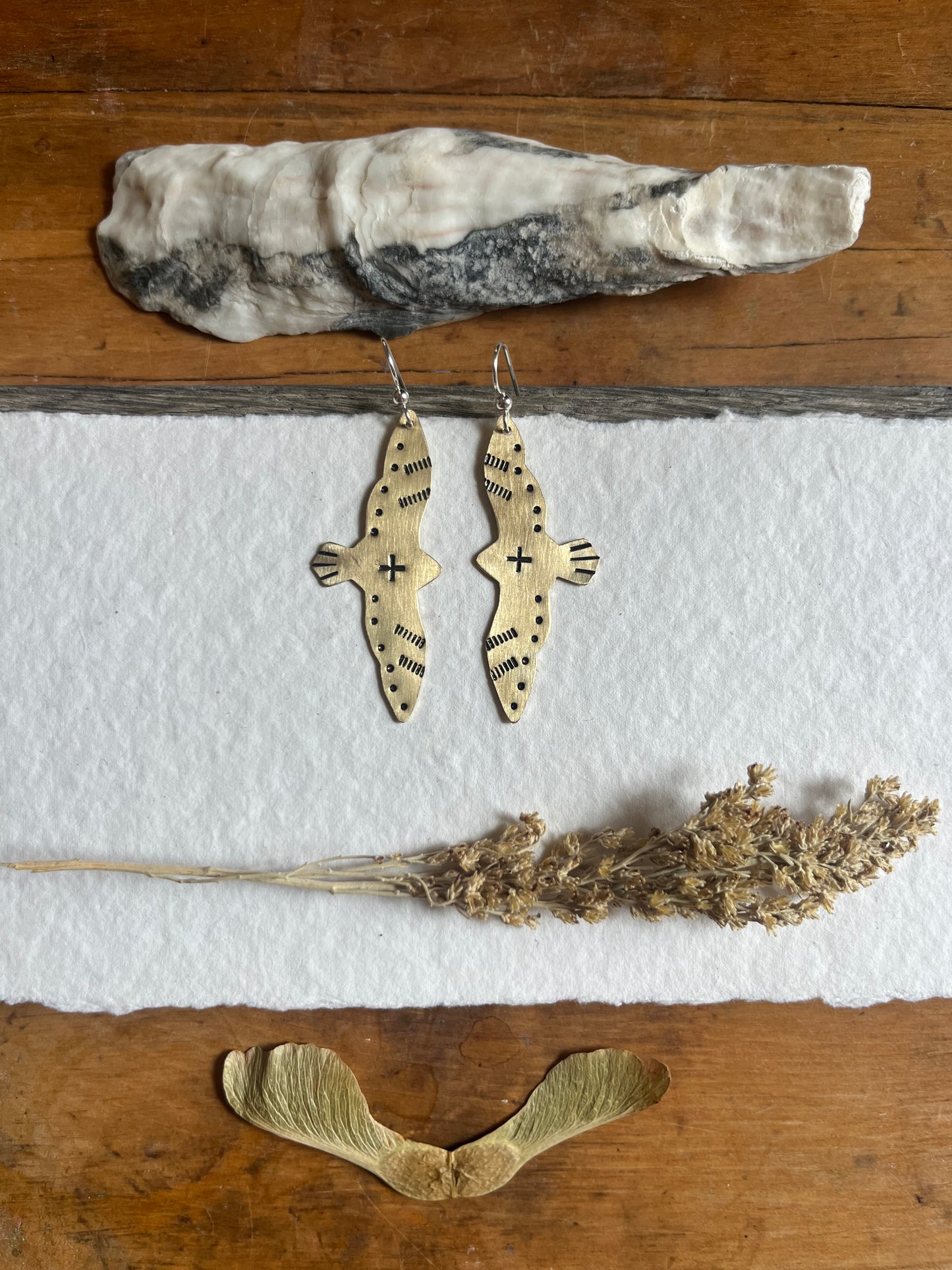 Brass Skua Earrings