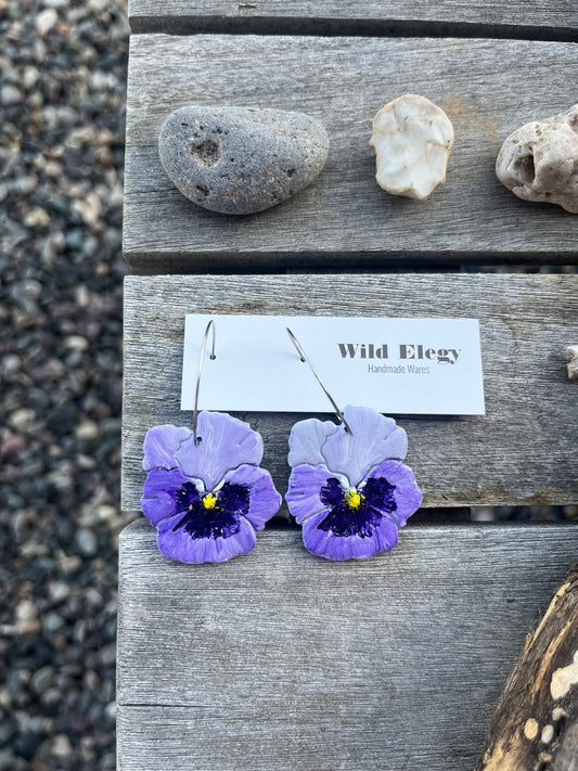 Purple Pansy Earrings