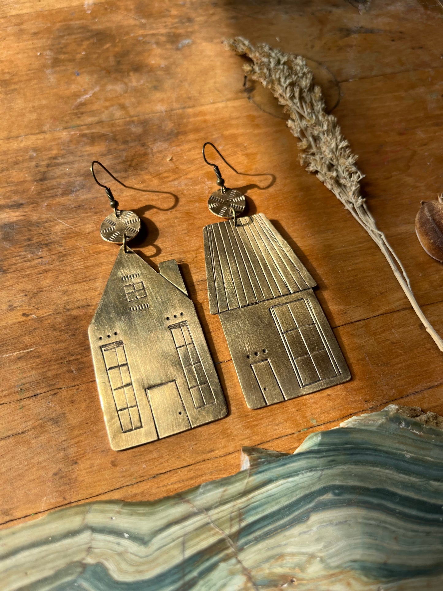 Stamped Home Earrings